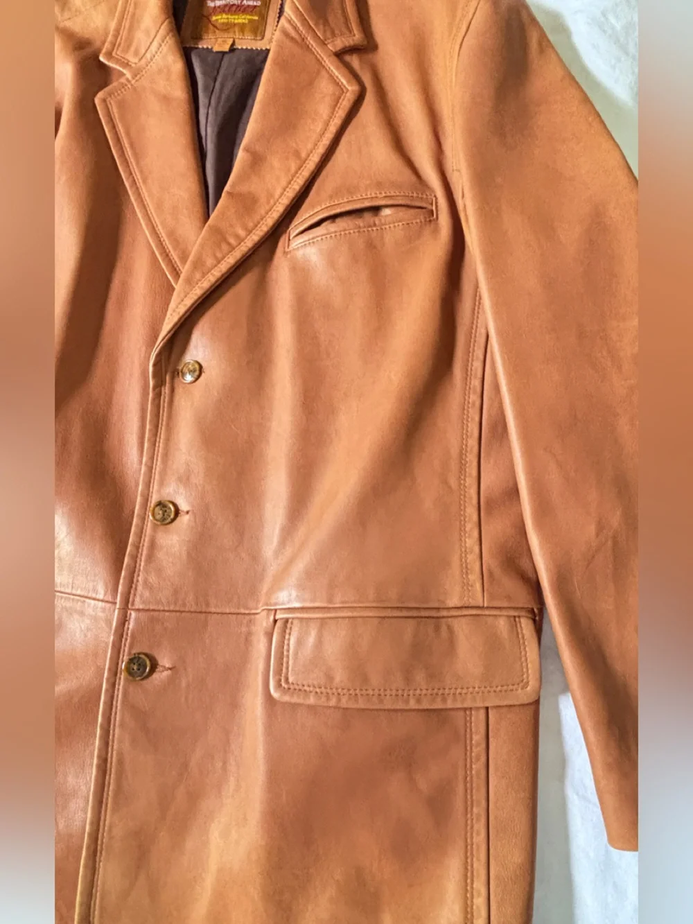 Territory Ahead Mens XL Genuine Leather Brown Blazer Sport Coat Jacket